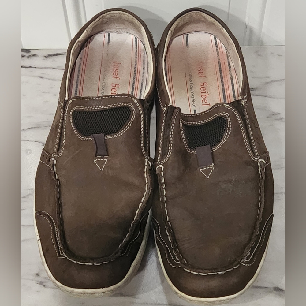 Joesef Seibel brown leather slip on loafers men's size Euro 45 / US 12
